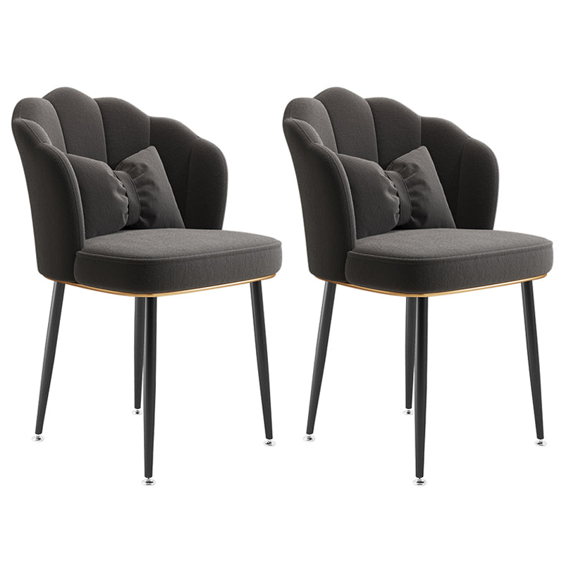 Glam Dining Room Chair 16.5'' Wide Solid Back Chair with 4 Metal Legs for Home Use
