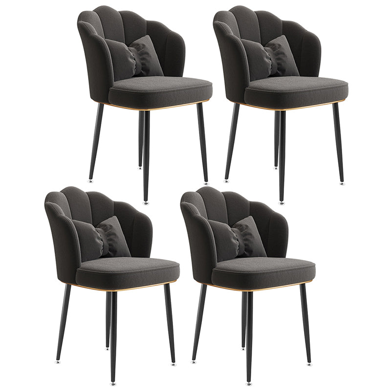 Glam Dining Room Chair 16.5'' Wide Solid Back Chair with 4 Metal Legs for Home Use
