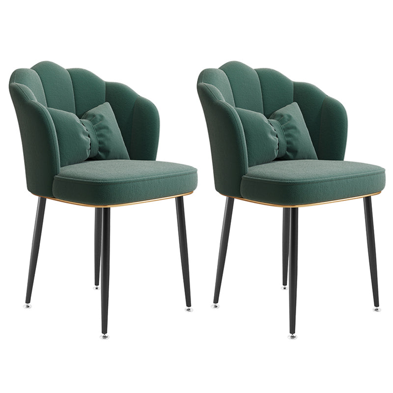 Glam Dining Room Chair 16.5'' Wide Solid Back Chair with 4 Metal Legs for Home Use
