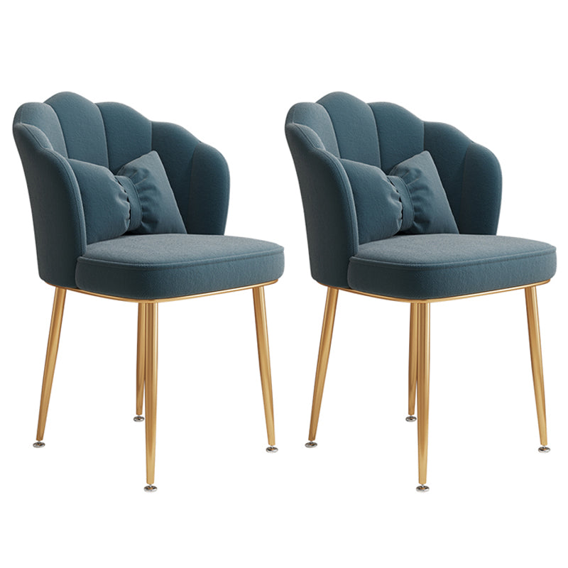 Glam Dining Room Chair 16.5'' Wide Solid Back Chair with 4 Metal Legs for Home Use