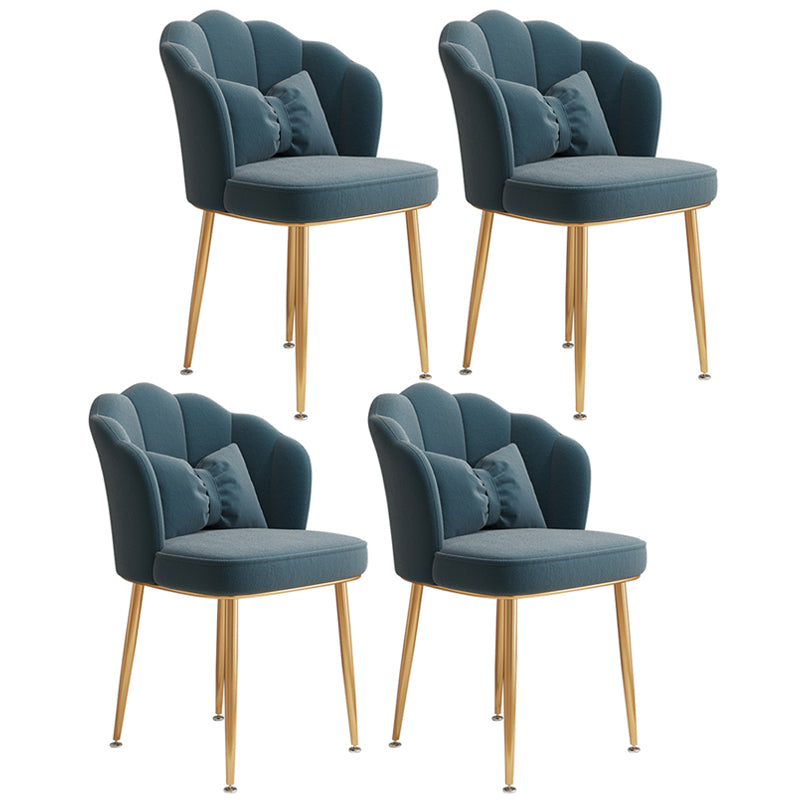 Glam Dining Room Chair 16.5'' Wide Solid Back Chair with 4 Metal Legs for Home Use