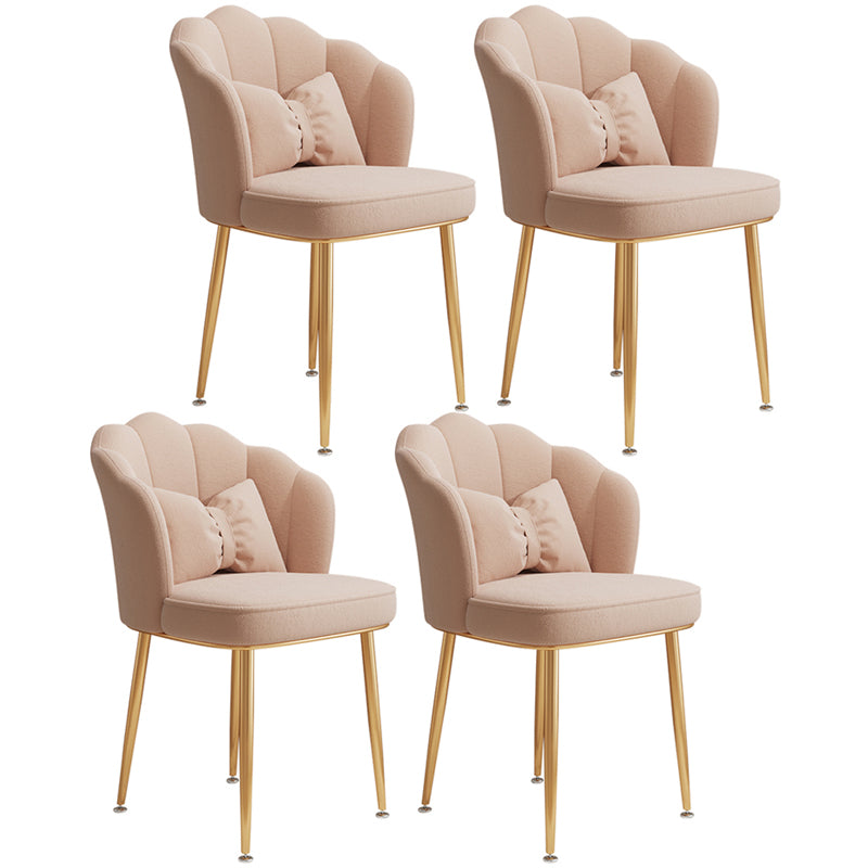 Glam Dining Room Chair 16.5'' Wide Solid Back Chair with 4 Metal Legs for Home Use