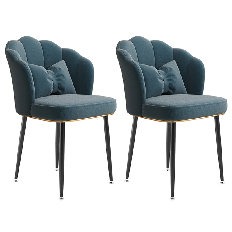 Glam Dining Room Chair 16.5'' Wide Solid Back Chair with 4 Metal Legs for Home Use