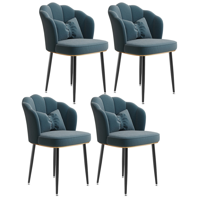 Glam Dining Room Chair 16.5'' Wide Solid Back Chair with 4 Metal Legs for Home Use