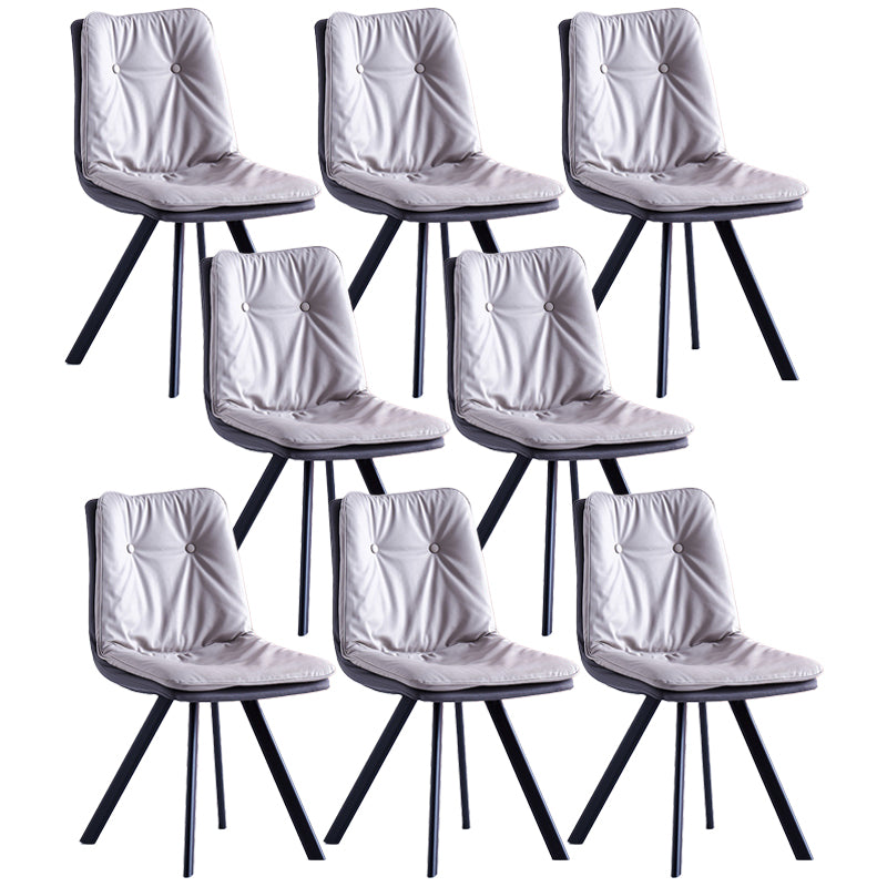 Leather Scandinavian Side Chair Upholstered Armless Dining Chairs with Metal Legs