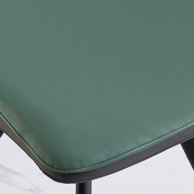 Leather Scandinavian Side Chair Upholstered Armless Dining Chairs with Metal Legs