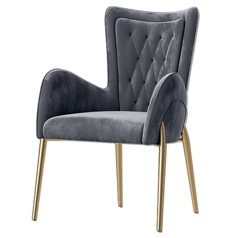 Chaises de salle à manger en cuir et velours, fauteuil de salle à manger à dossier haut de style Glam
