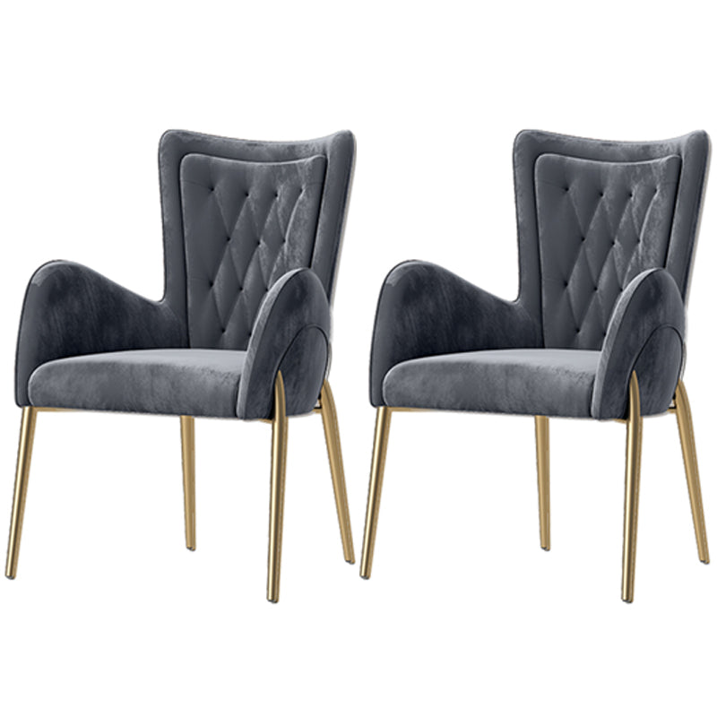 Chaises de salle à manger en cuir et velours, fauteuil de salle à manger à dossier haut de style Glam