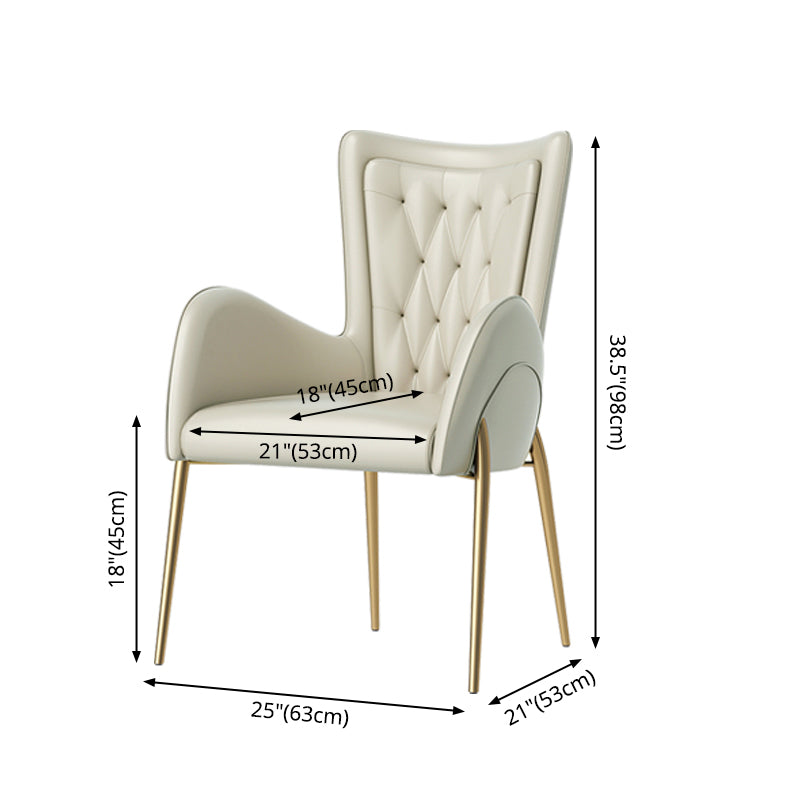Chaises de salle à manger en cuir et velours, fauteuil de salle à manger à dossier haut de style Glam