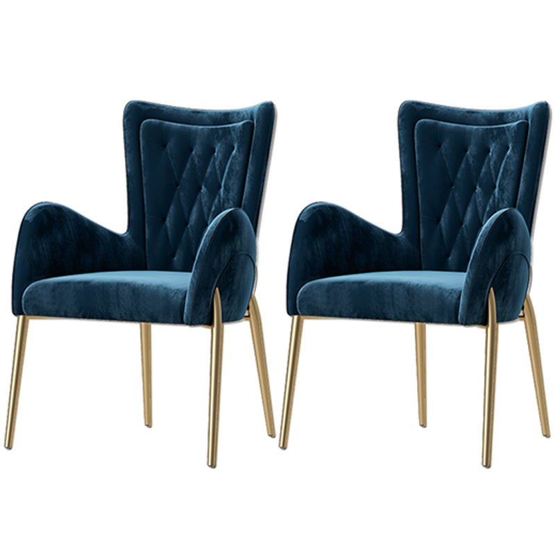 Chaises de salle à manger en cuir et velours, fauteuil de salle à manger à dossier haut de style Glam