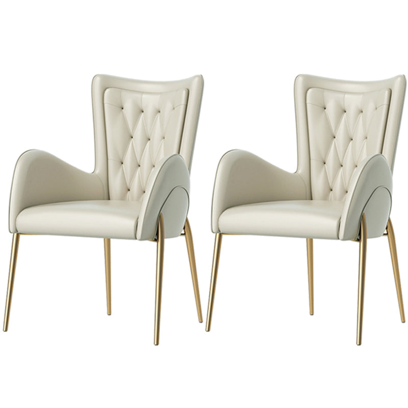 Chaises de salle à manger en cuir et velours, fauteuil de salle à manger à dossier haut de style Glam
