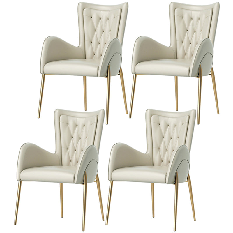 Chaises de salle à manger en cuir et velours, fauteuil de salle à manger à dossier haut de style Glam