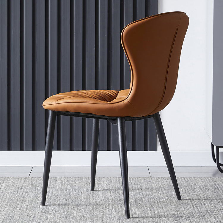Chaise de salle à manger de style nordique, chaises de salle à manger rembourrées sans accoudoirs avec pieds en métal