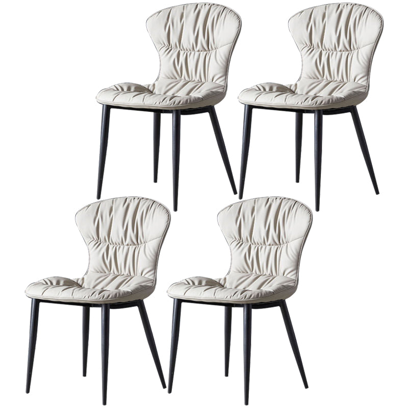 Chaise de salle à manger de style nordique, chaises de salle à manger rembourrées sans accoudoirs avec pieds en métal