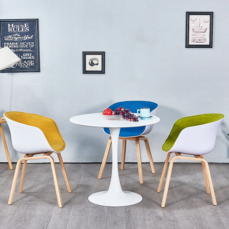 Fauteuil de salle à manger à dossier solide blanc moderne, fauteuil de cuisine en bois