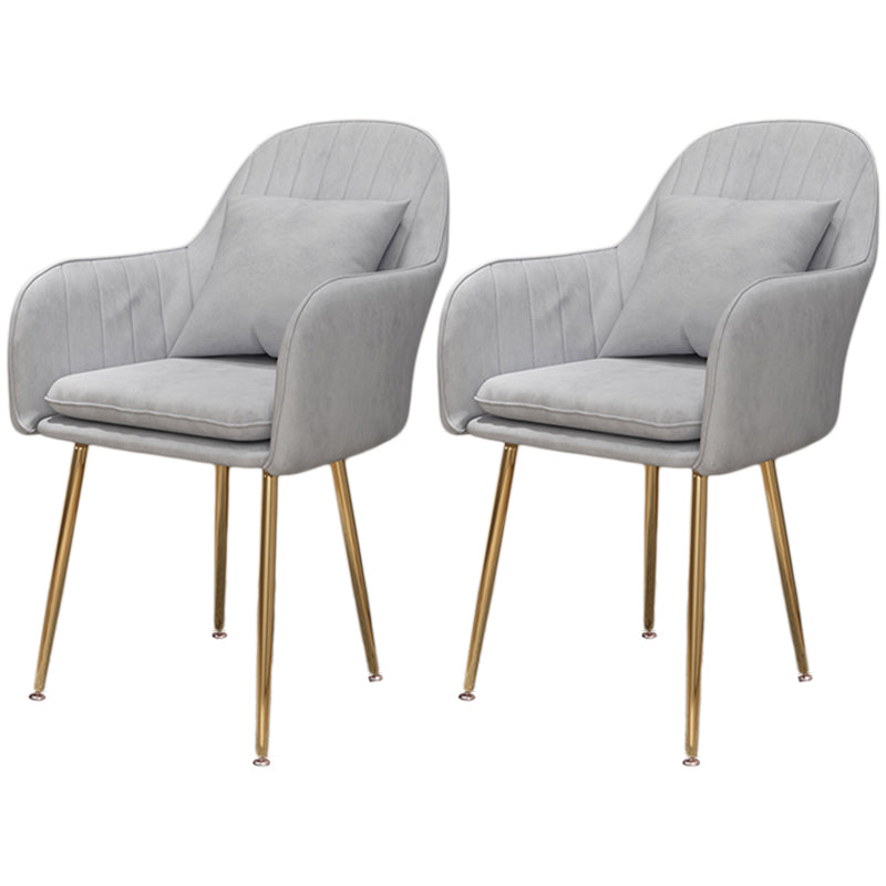 Scandinavian Dining Arm Chair Solid Back Chair with Metal Legs for Home Use
