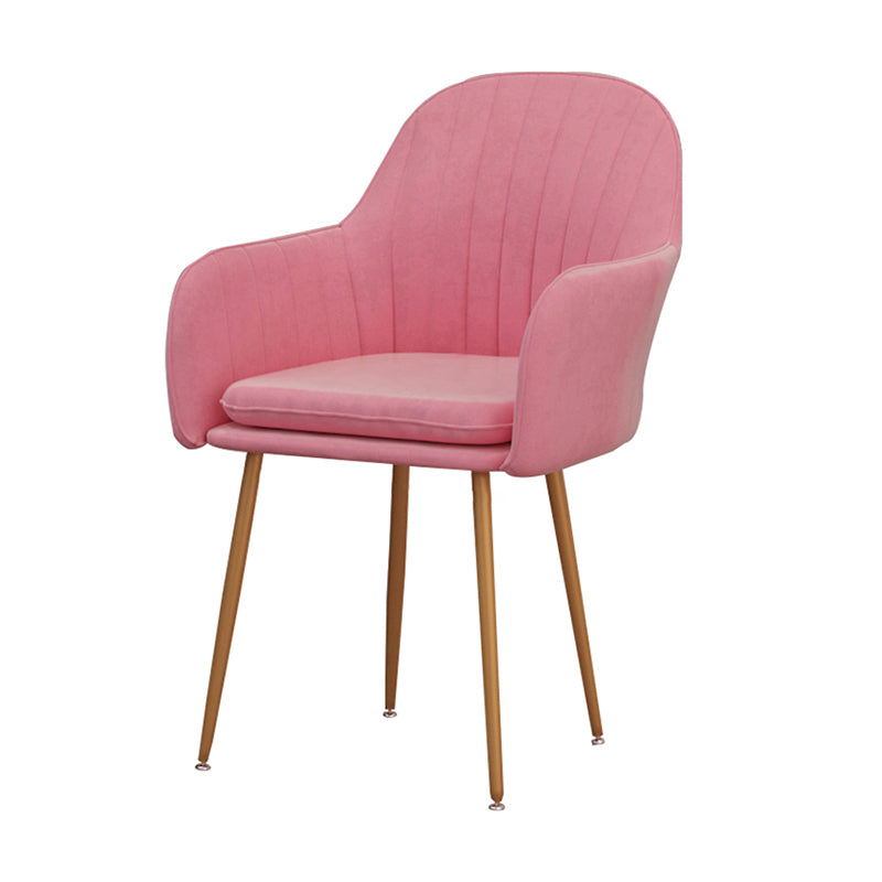 Scandinavian Dining Arm Chair Solid Back Chair with Metal Legs for Home Use