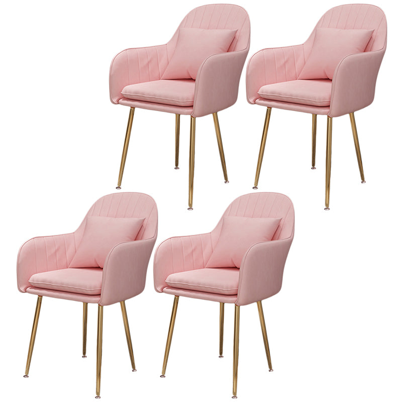 Scandinavian Dining Arm Chair Solid Back Chair with Metal Legs for Home Use