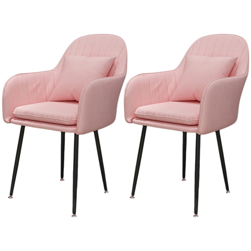 Scandinavian Dining Arm Chair Solid Back Chair with Metal Legs for Home Use