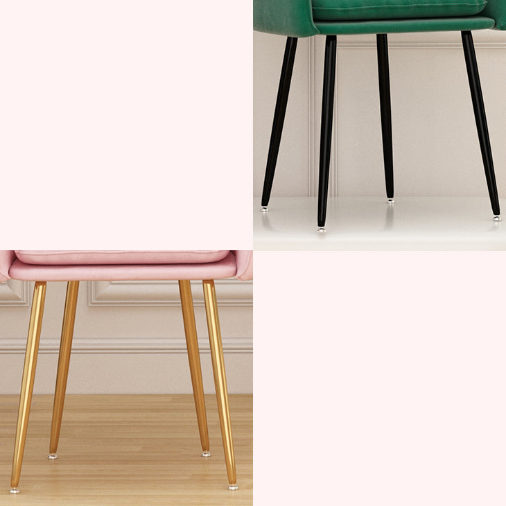 Scandinavian Dining Arm Chair Solid Back Chair with Metal Legs for Home Use