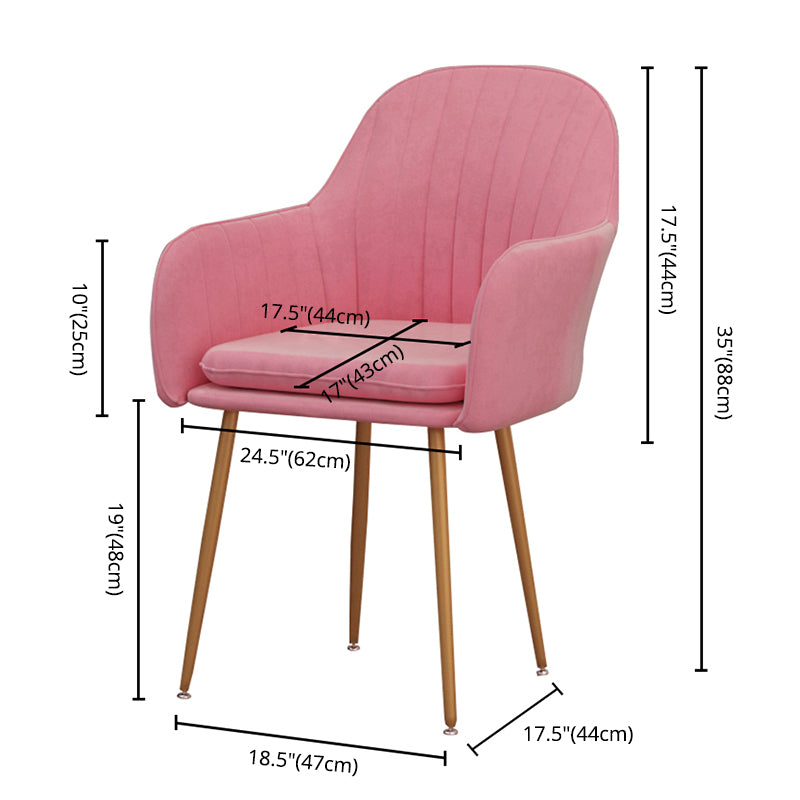 Scandinavian Dining Arm Chair Solid Back Chair with Metal Legs for Home Use