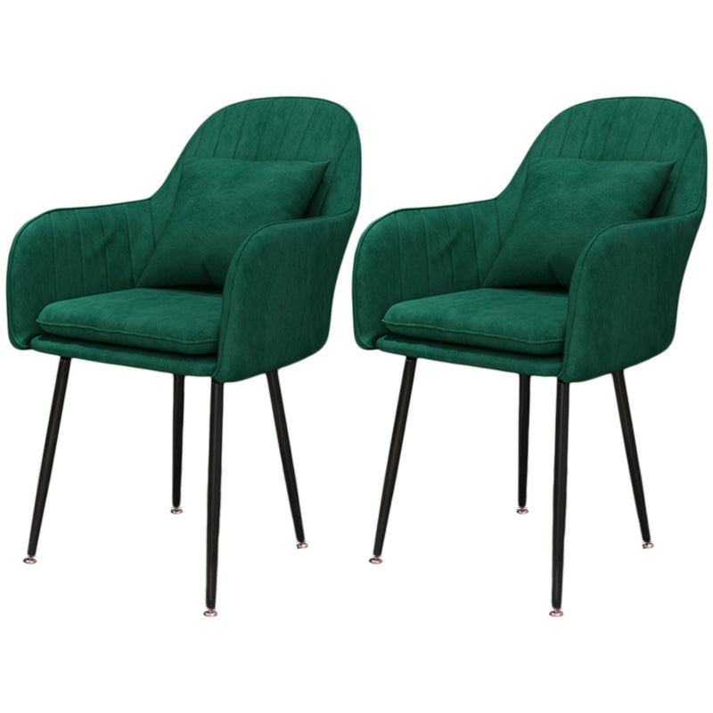 Scandinavian Dining Arm Chair Solid Back Chair with Metal Legs for Home Use