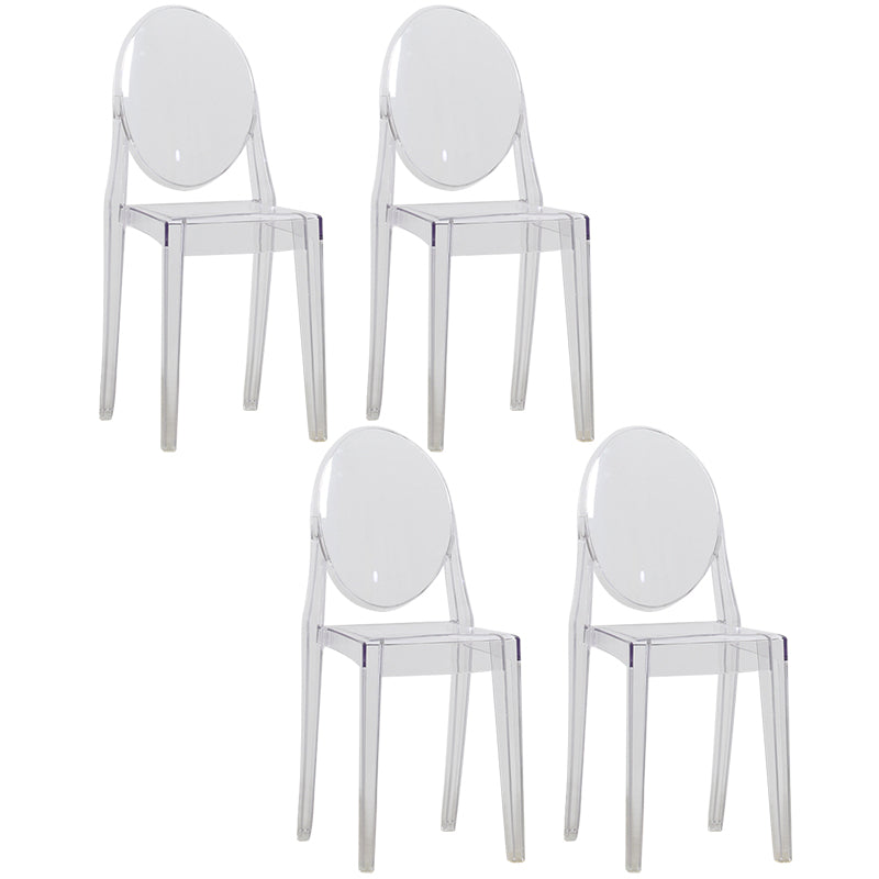 Chaise de salle à manger contemporaine en plastique, chaise à dossier ouvert avec 4 pieds pour la maison
