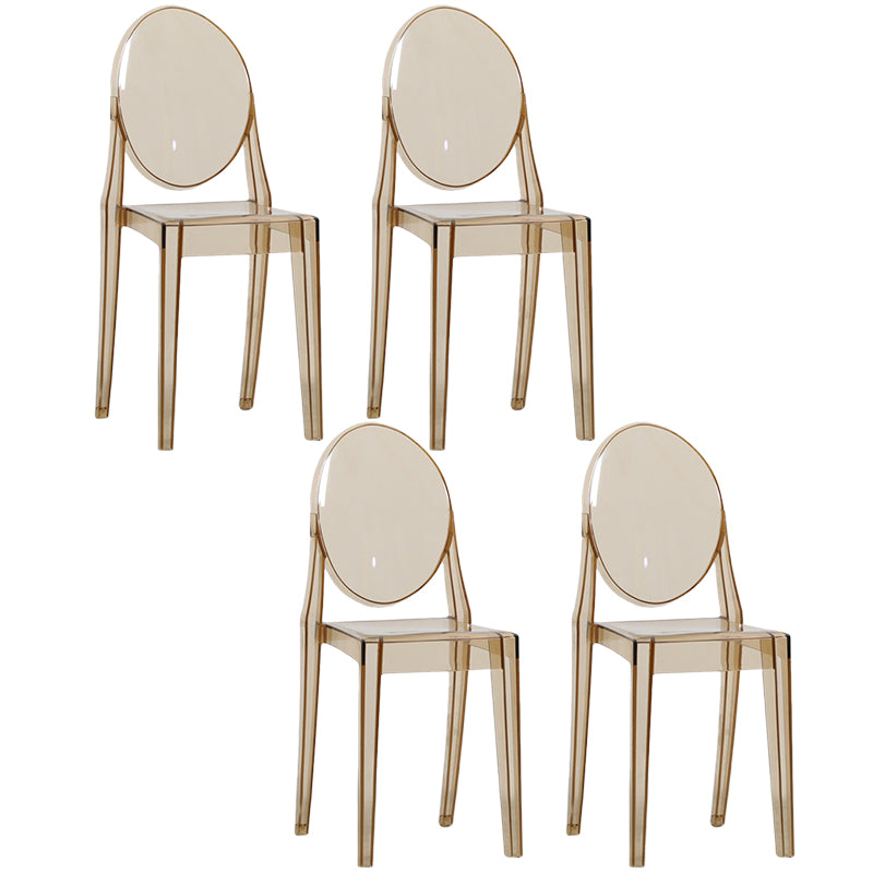 Chaise de salle à manger contemporaine en plastique, chaise à dossier ouvert avec 4 pieds pour la maison