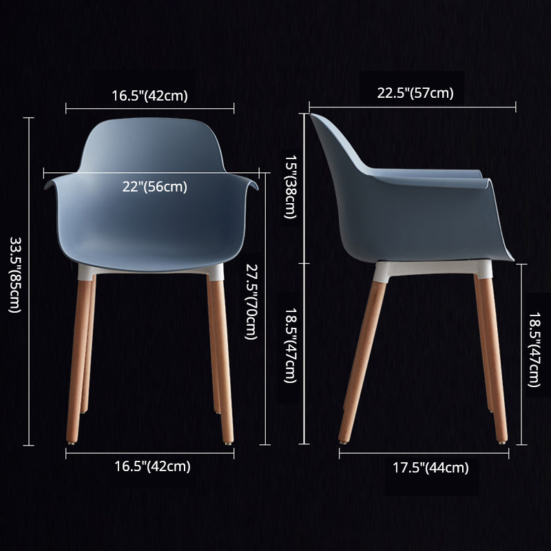 Sedia braccio da pranzo scandinavo sedia posteriore con gambe in legno per uso domestico