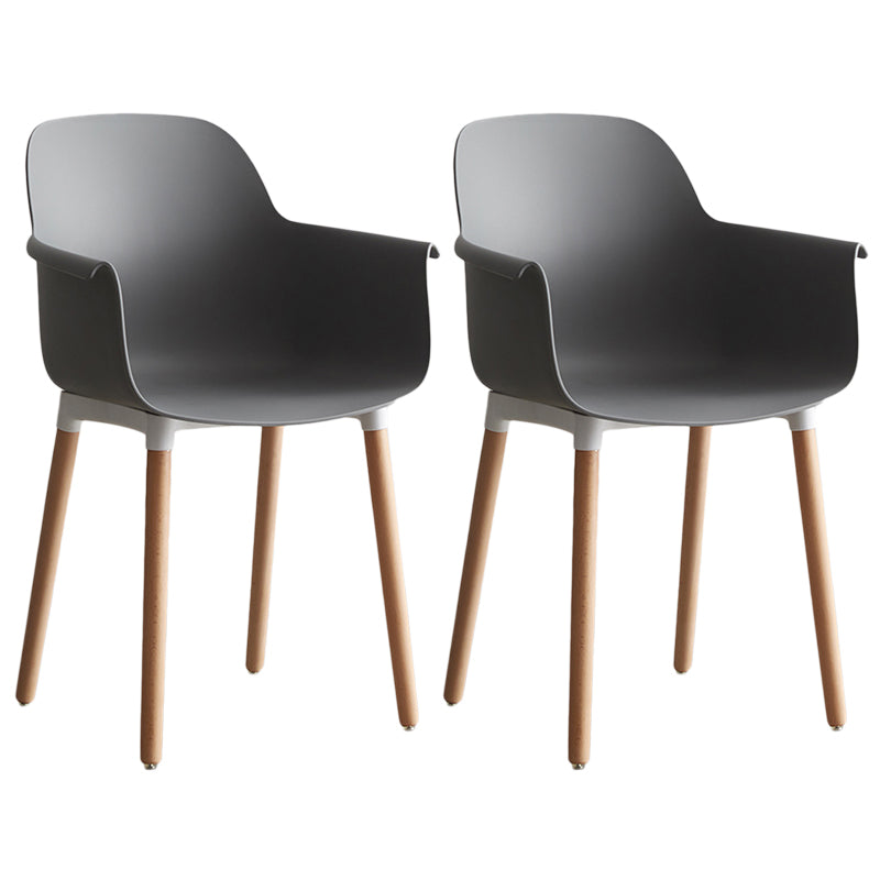 Sedia braccio da pranzo scandinavo sedia posteriore con gambe in legno per uso domestico