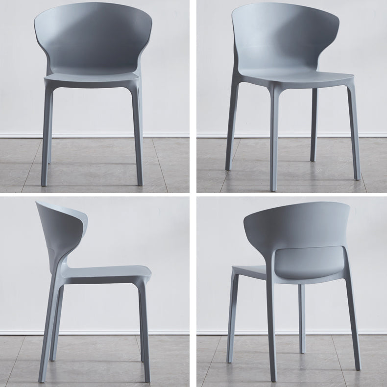 Contemporary Plastic Dining Chair 15.5'' Wide Wingback Side Chair for Home Use