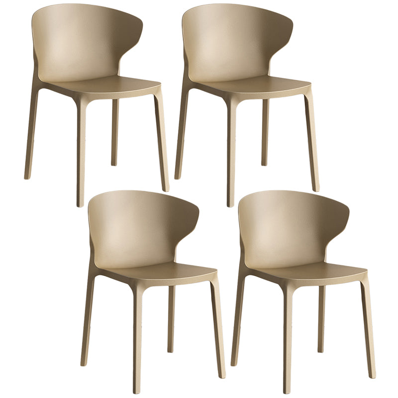 Contemporary Plastic Dining Chair 15.5'' Wide Wingback Side Chair for Home Use