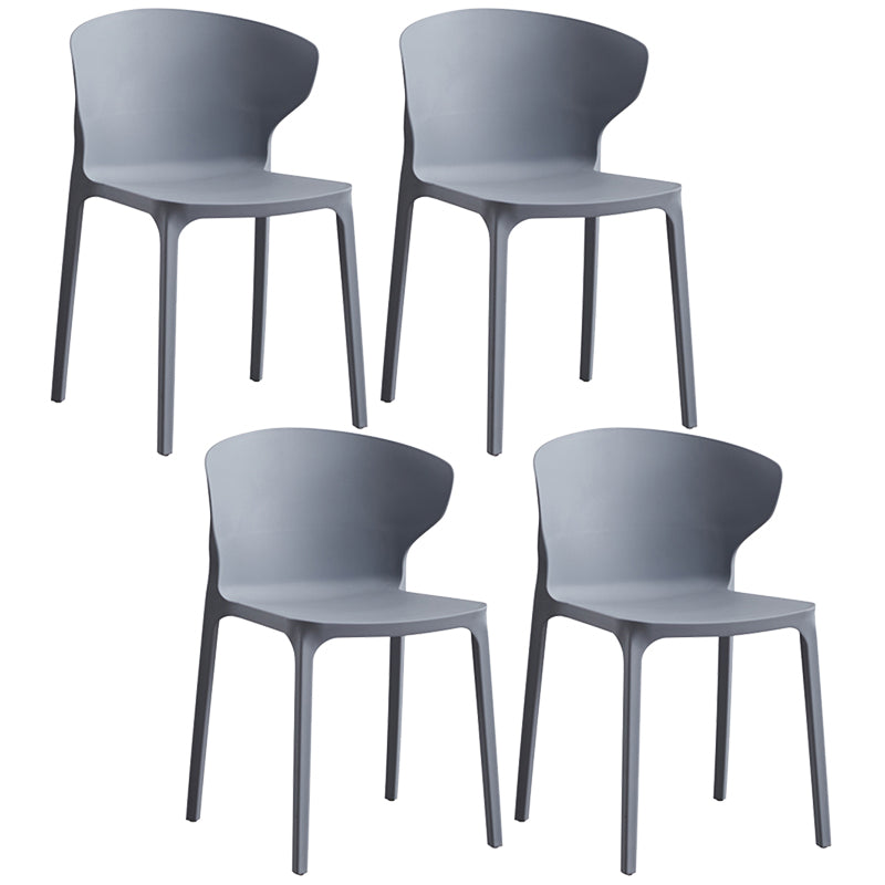 Contemporary Plastic Dining Chair 15.5'' Wide Wingback Side Chair for Home Use