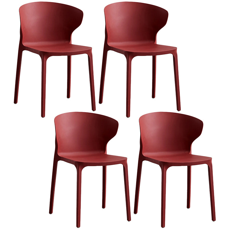 Contemporary Plastic Dining Chair 15.5'' Wide Wingback Side Chair for Home Use