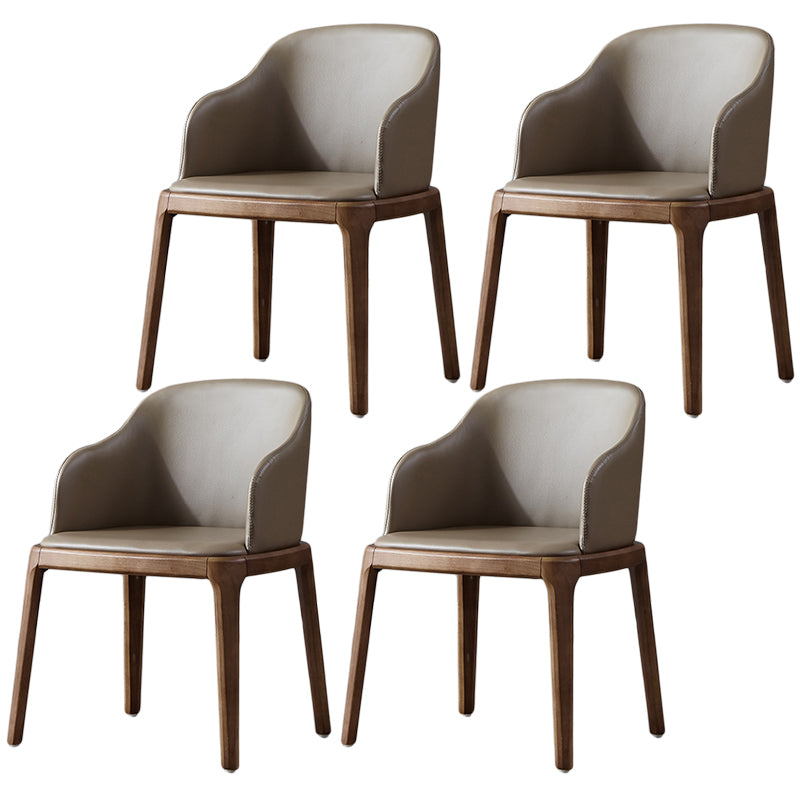 Modern Dining Chair Solid Back Side Chair with 4 Wood Legs for Home Use