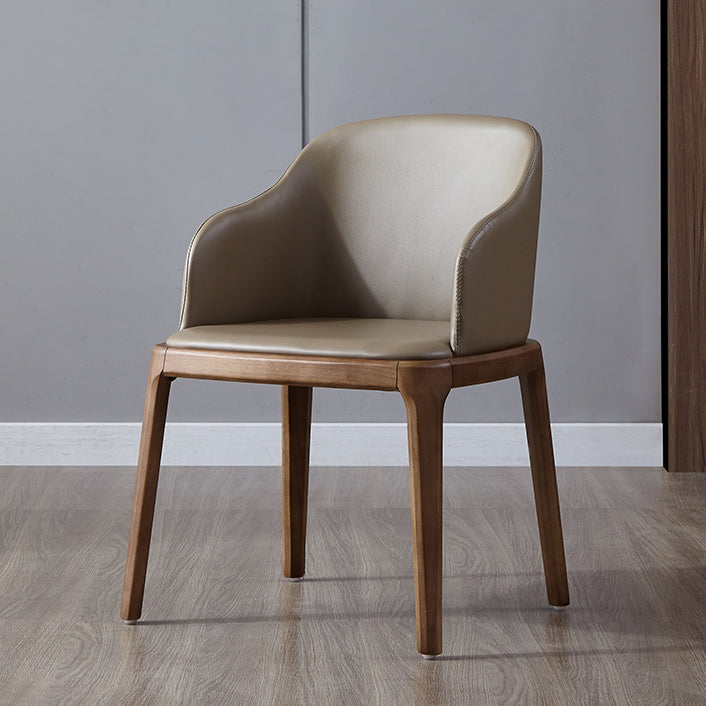 Modern Dining Chair Solid Back Side Chair with 4 Wood Legs for Home Use