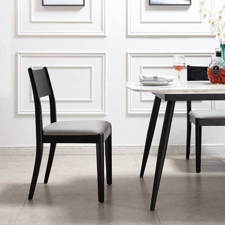 Chaise de salle à manger industrielle, chaise à dossier ouvert avec pieds en bois noir, pour usage domestique