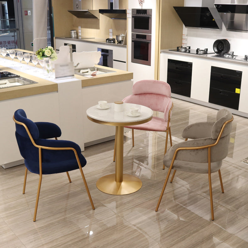Chaise d'appoint de salle à manger de style Glam en métal, chaise d'appoint à dossier ouvert de 23'' de large