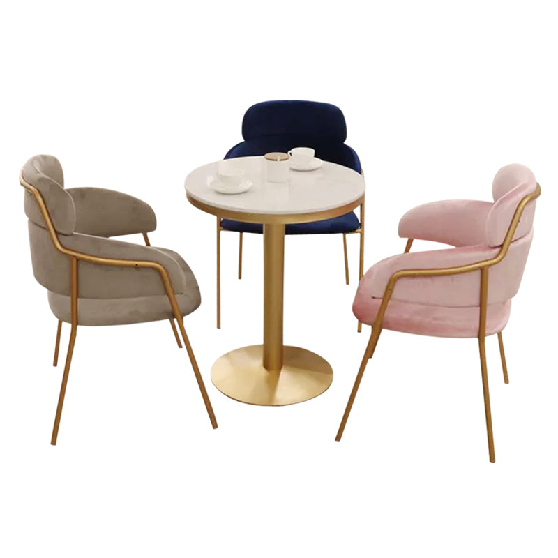 Chaise d'appoint de salle à manger de style Glam en métal, chaise d'appoint à dossier ouvert de 23'' de large