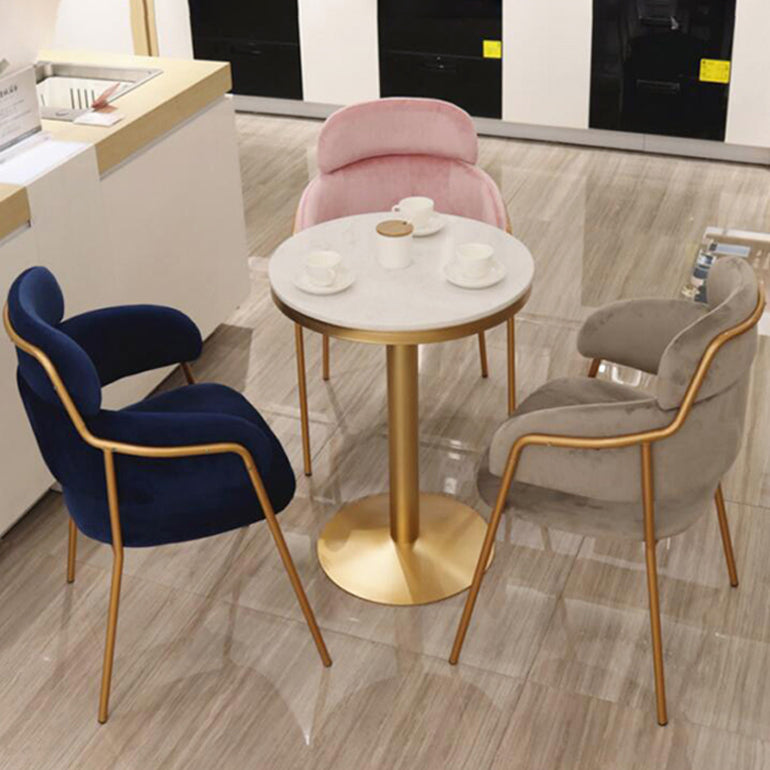 Chaise d'appoint de salle à manger de style Glam en métal, chaise d'appoint à dossier ouvert de 23'' de large