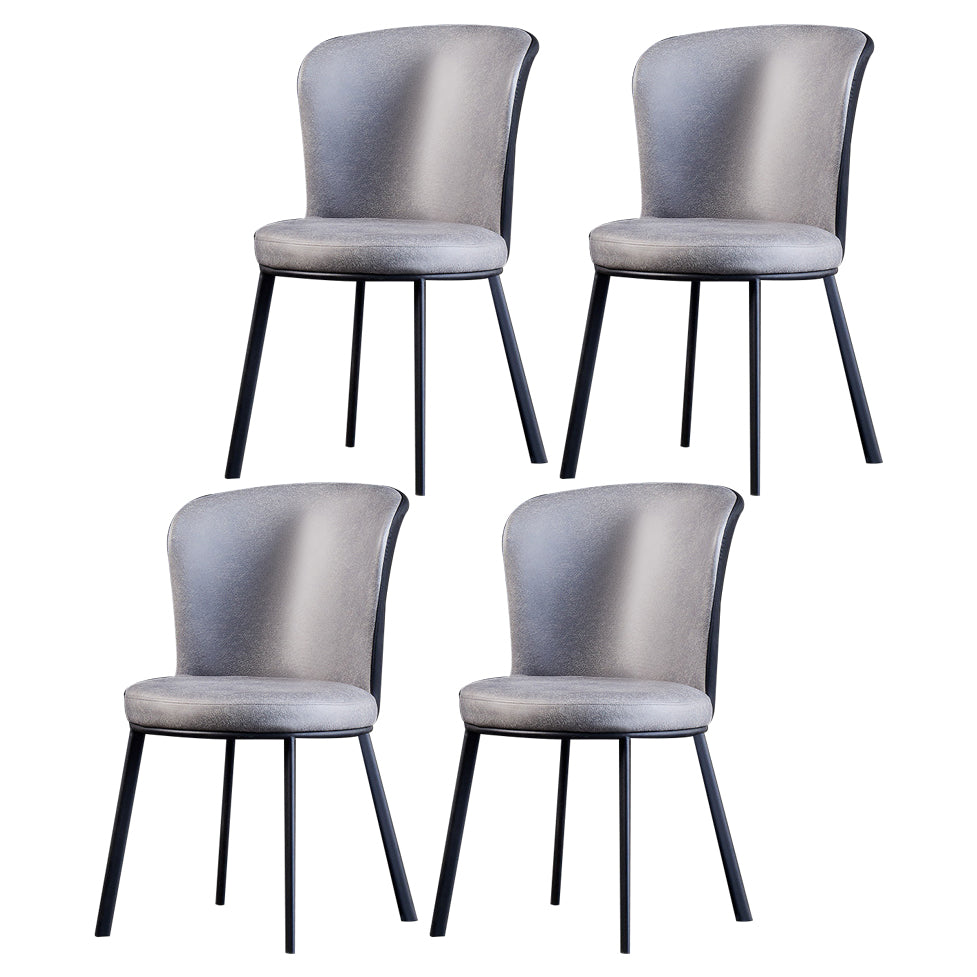 Chaises sans bras à dossier solide rembourrées par chaise latérale de salle à manger en cuir moderne