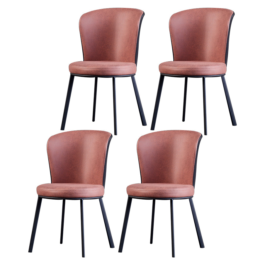 Chaises sans bras à dossier solide rembourrées par chaise latérale de salle à manger en cuir moderne