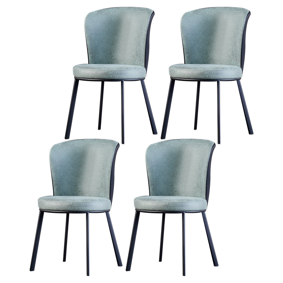 Chaises sans bras à dossier solide rembourrées par chaise latérale de salle à manger en cuir moderne
