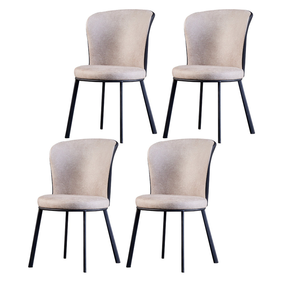 Chaises sans bras à dossier solide rembourrées par chaise latérale de salle à manger en cuir moderne