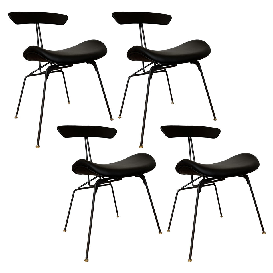 Industrial Black Opening Back Dining Side Chair Kitchen Metal Dining Side Chair