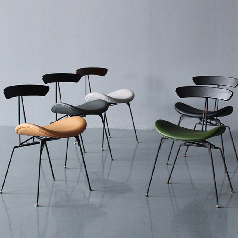 Industrial Black Opening Back Dining Side Chair Kitchen Metal Dining Side Chair