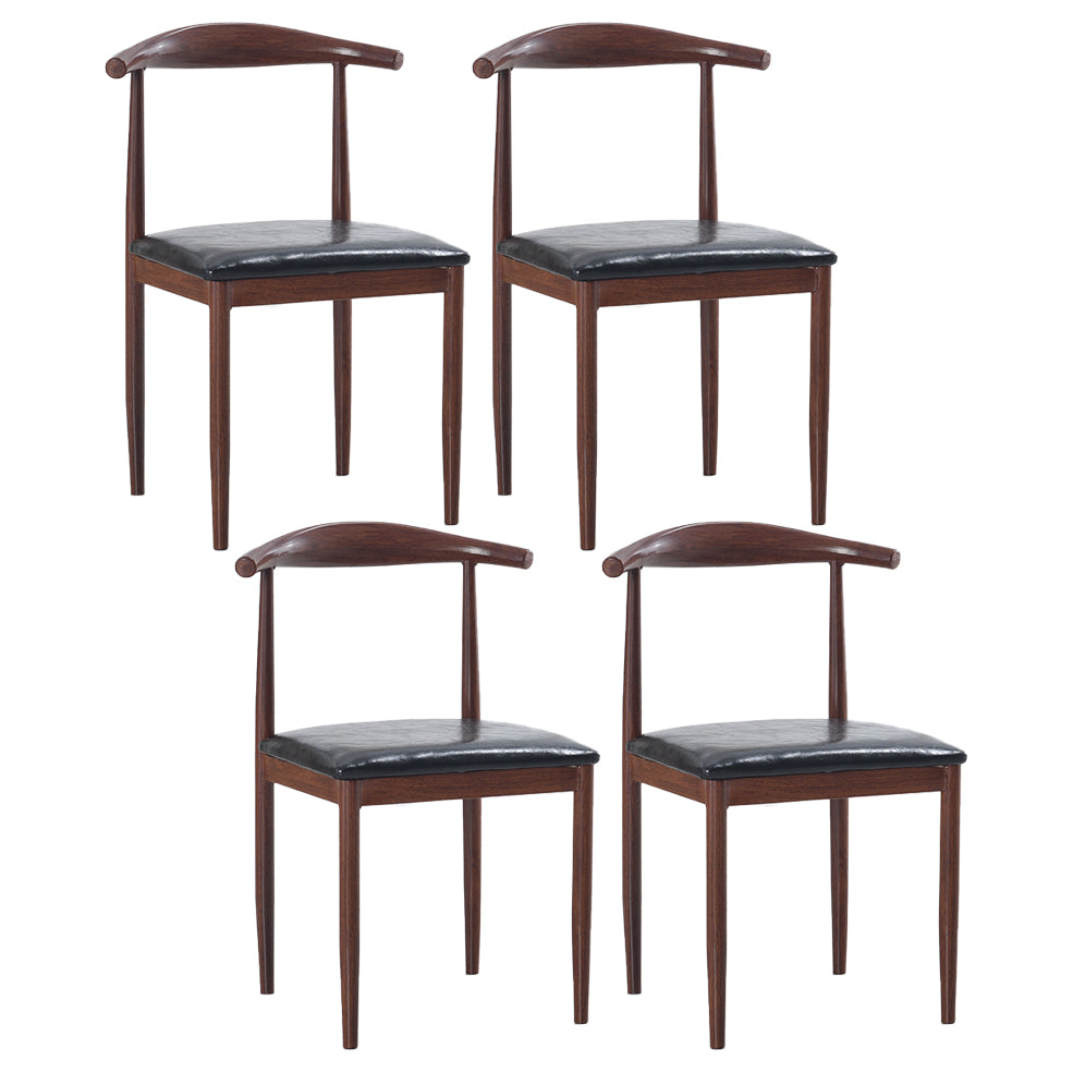 Modern Style Kitchen Leather Dining Chair Ladder Back Side Chair of 16" Wide with Metallic Base