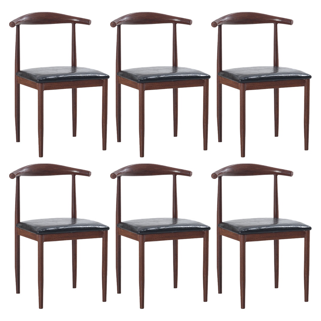 Modern Style Kitchen Leather Dining Chair Ladder Back Side Chair of 16" Wide with Metallic Base