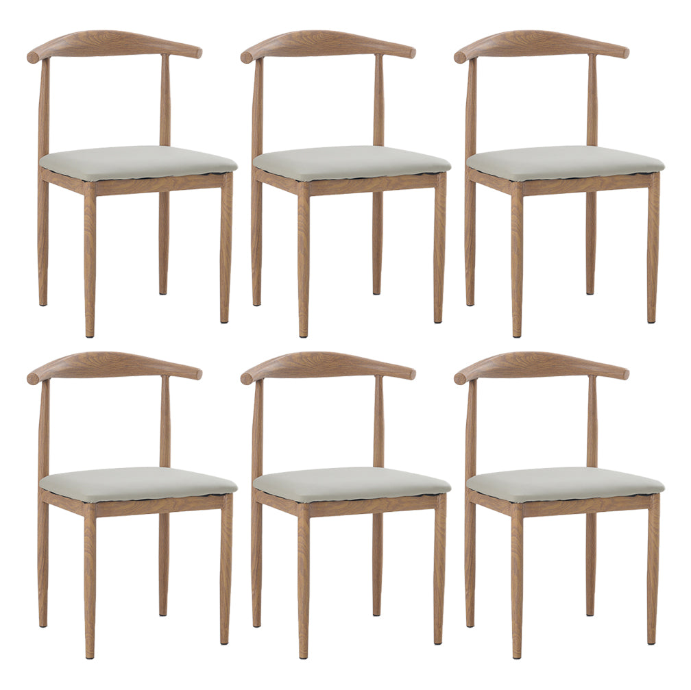 Modern Style Kitchen Leather Dining Chair Ladder Back Side Chair of 16" Wide with Metallic Base