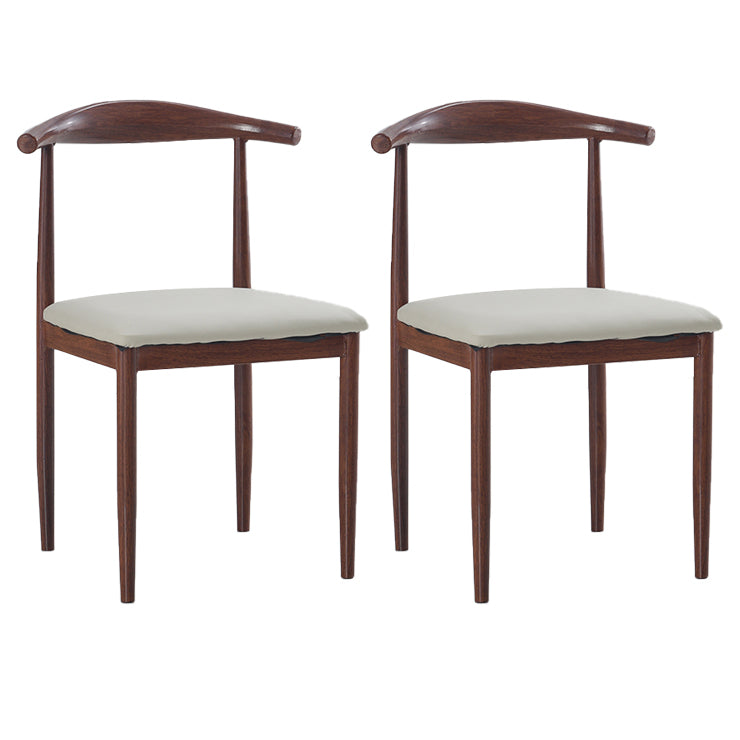 Modern Style Kitchen Leather Dining Chair Ladder Back Side Chair of 16" Wide with Metallic Base